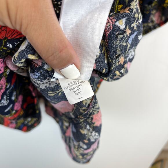 Banana Republic Size 0 Floral Mini LS Fit & Flare Empire Waist Dress Pink Red - Picture 8 of 13